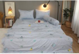 Bộ drap gối KHA LY - 100% cotton thiên nhiên - Vườn Xám