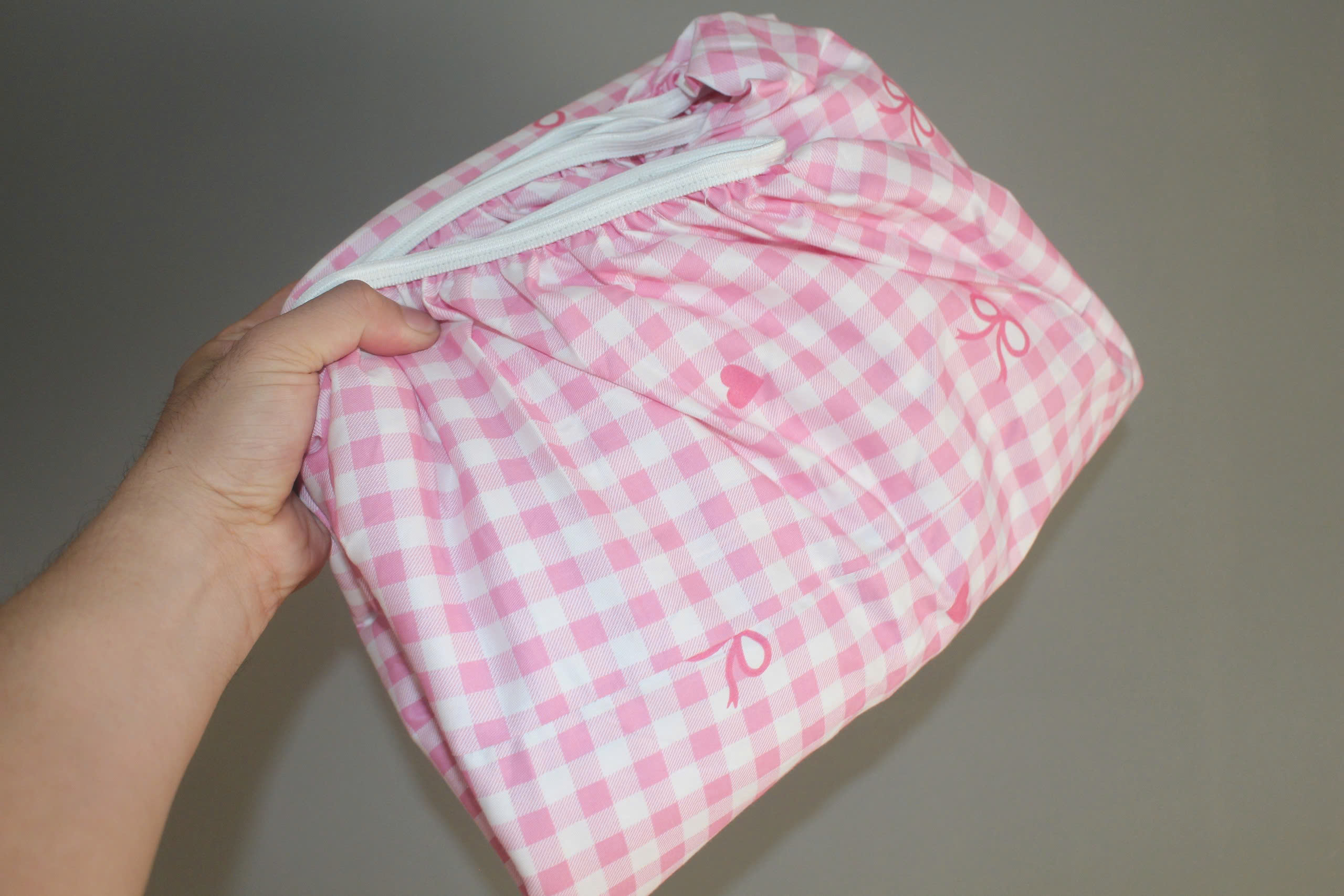 Bộ drap gối KHA LY - 100% cotton thiên nhiên Caro Nơ-Hồng
