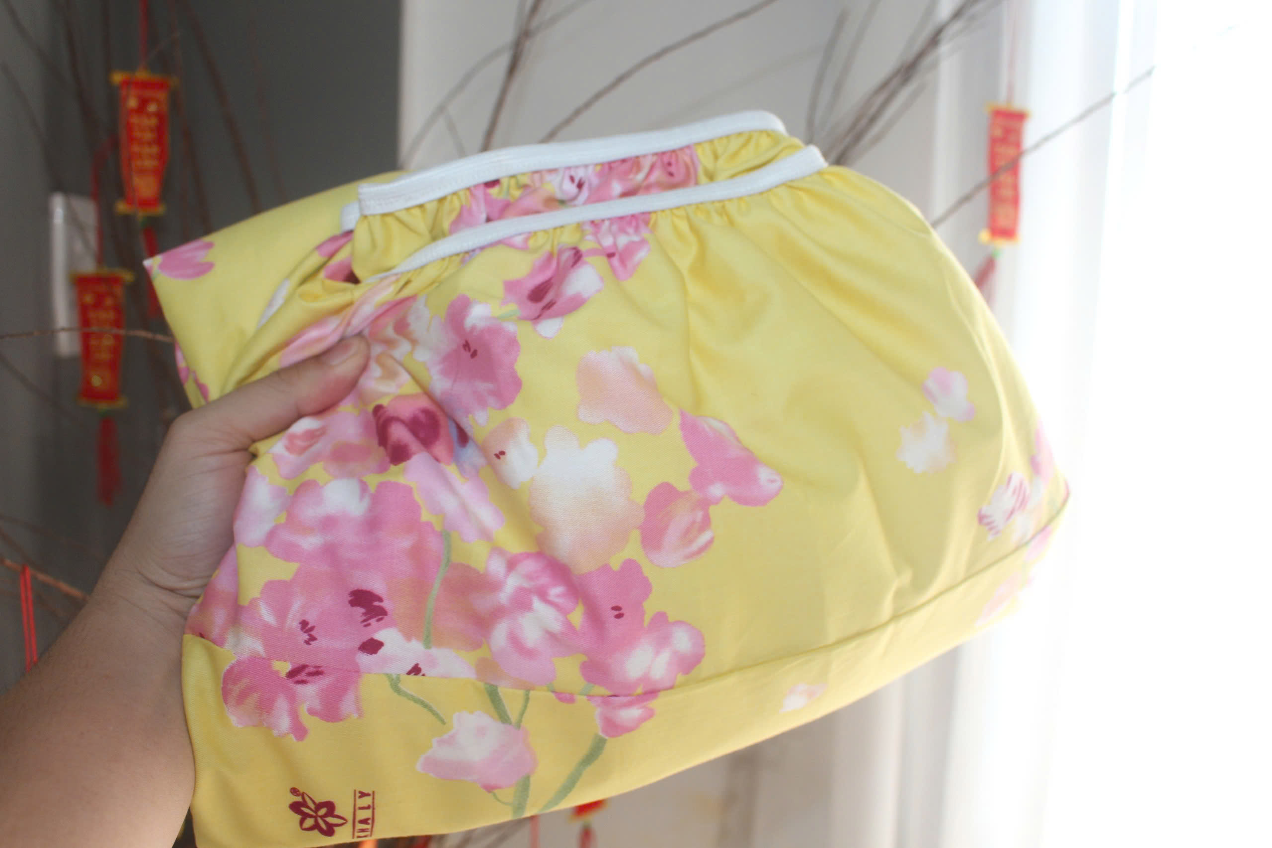 Bộ drap gối KHA LY - 100% cotton thiên nhiên Anh Đào Vàng